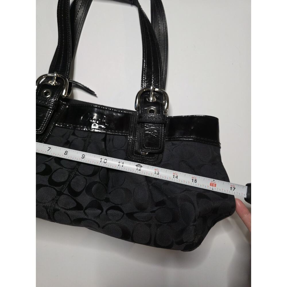Coach Black Signature C Jacquard Patent Leather Shoulder Bag F13742 - Picture 11 of 16
